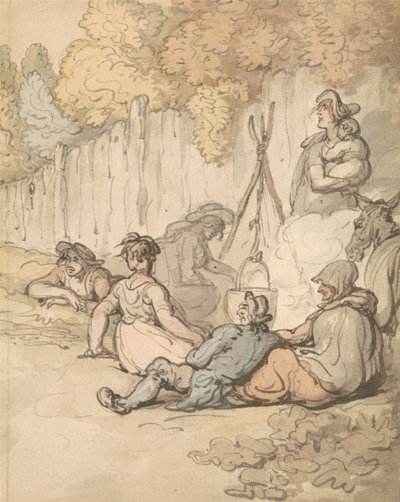 Zigeuner kochen auf offenem Feuer von Thomas Rowlandson